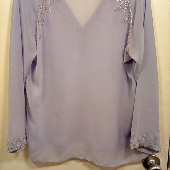 Daisy Fuentes Beaded Longsleeve Light Blue Top XL-XXL - Picture 9 of 16